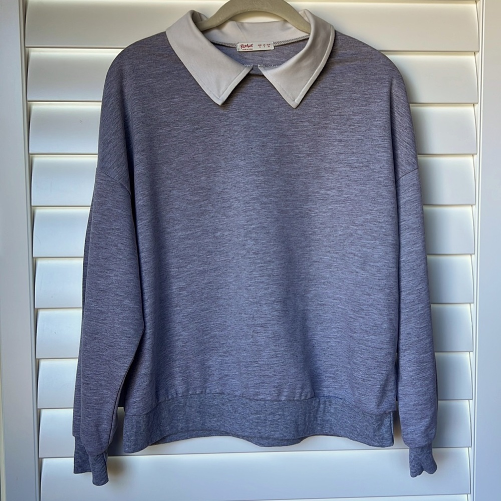 ROMWE Contrast Collar Drop Shoulder Pullover
